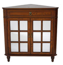 Cabinets Display Cabinet 31" X 17" X 32" Mahogany Veneer MDF, Wood, Mirrored Glass Corner Cabinet with a Drawer and Doors 1918 HomeRoots