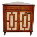 Cabinets Display Cabinet - 31" X 17" X 32" Mahogany Veneer MDF, Wood, Mirrored Glass Corner Cabinet with a Drawer and Doors HomeRoots