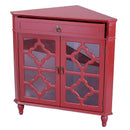 Cabinets Display Cabinet - 31" X 17" X 32" Red MDF, Wood, Clear Glass Corner Cabinet with a Drawer and Doors HomeRoots
