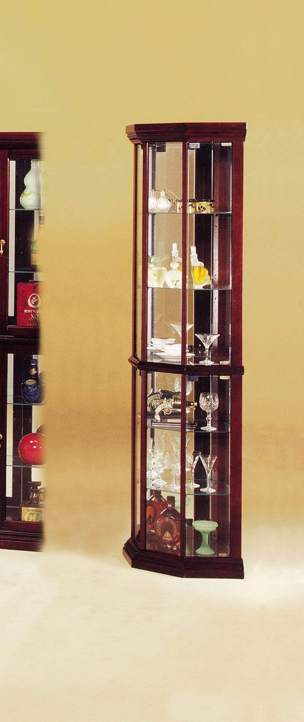 Cabinets Glass Cabinet - 16" X 16" X 71" Cherry Glass Curio Cabinet HomeRoots