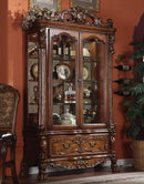 Cabinets Glass Cabinet - 20" X 51" X 89" Cherry Oak Wood Poly Resin Glass Curio Cabinet HomeRoots