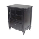 Cabinets Glass Door Cabinet - 22'.5" X 16" X 28" Black MDF, Wood, Clear Glass Accent Cabinet with a Drawer and Door and Paned Inserts HomeRoots