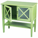 Cabinets Glass Door Cabinet - 32" X 14" X 30" Apple Green MDF, Wood, Clear Glass Console Cabinet with Doors and a Shelf HomeRoots