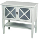 Cabinets Glass Door Cabinet 32" X 14" X 30" Light Sage MDF, Wood, Clear Glass Console Cabinet with Doors and a Shelf 1873 HomeRoots