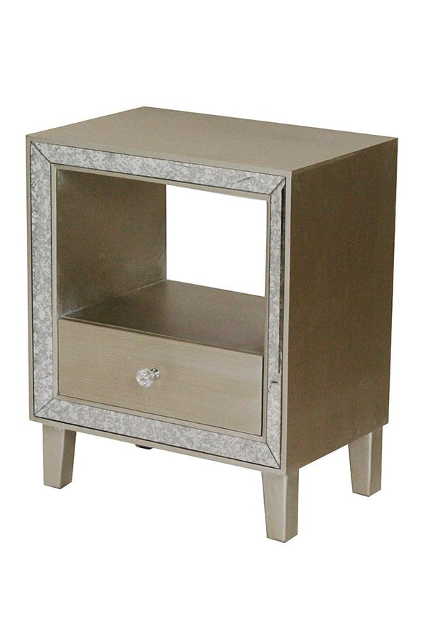 Cabinets Ikea Cabinets - 19'.7" X 13" X 23'.5" Champagne MDF, Wood, Mirrored Glass Accent Cabinet with a Drawer and n Open Shelf and an Frame HomeRoots