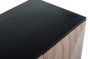 Cabinets Kitchen Buffet Cabinet - 32" Wenge Veneer and Stainless Steel Buffet with Walnut Doors HomeRoots