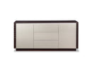 Cabinets Kitchen Buffet Cabinet - 33" Oak and Grey Gloss Veneer and MDF Buffet HomeRoots
