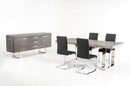 Cabinets Kitchen Buffet Cabinet - 34" Grey Veneer and Steel Buffet with 3 Drawers and 2 Doors HomeRoots