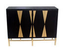 Cabinets Kitchen Cabinets - 16" x 48" x 37" Black & Gold, 4 Door Storage - Cabinet HomeRoots