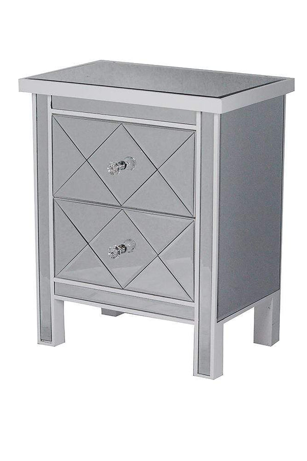 Cabinets Kitchen Cabinets - 20" X 13" X 25'.75" White MDF, Wood, Mirrored Glass Accent Cabinet with Beveled Glass Drawers HomeRoots