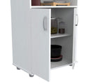 Cabinets Kitchen Cabinets - 34.7" White Melamine and Engineered Wood Microwave Cabinet HomeRoots