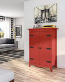 Cabinets Kitchen Cabinets - 35.4" X 17.71" X 49.21" Industrial Vintage Red Storage Cabinet HomeRoots