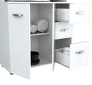Cabinets Kitchen Cabinets - 66.1" Contemporary White Melamine and Engineered Wood Kitchen Storage Cabinet HomeRoots