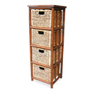 Cabinets Storage Cabinets - 15'.25" X 14'.25" X 43'.5" Brown Bamboo Storage Cabinet with Baskets HomeRoots