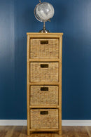 Cabinets Storage Cabinets - 15'.25" X 14'.25" X 43'.5" Natural Bamboo Storage Cabinet with Baskets HomeRoots