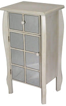 Cabinets Storage Cabinets - 17'.3" X 13" X 32'.7" Antique White MDF, Wood, Mirrored Glass Accent Cabinet with Mirrored Drawer and Door HomeRoots