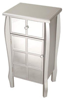 Cabinets Storage Cabinets - 17'.3" X 13" X 32'.7" Silver MDF, Wood, Mirrored Glass Accent Cabinet with Mirrored Drawer and Door HomeRoots