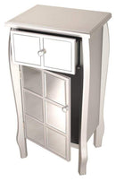 Cabinets Storage Cabinets - 17'.3" X 13" X 32'.7" Silver MDF, Wood, Mirrored Glass Accent Cabinet with Mirrored Drawer and Door HomeRoots