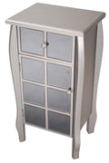 Cabinets Storage Cabinets - 17'.3" X 13" X 32'.7" Silver W/ Smoked Mirror MDF, Wood, Mirrored Glass Accent Cabinet with Mirrored Drawer and Door HomeRoots