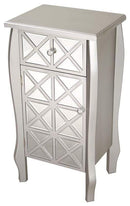 Cabinets Storage Cabinets - 17'.3" X 13" X 32'.7" Silver W/ Smoked Mirror MDF, Wood, Mirrored Glass Accent Cabinet with Smoked Mirrored Drawer and Door HomeRoots