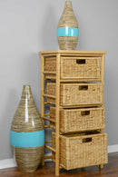 Cabinets Storage Cabinets - 17'.75" X 13" X 38" Natural Bamboo Storage Cabinet with Baskets HomeRoots