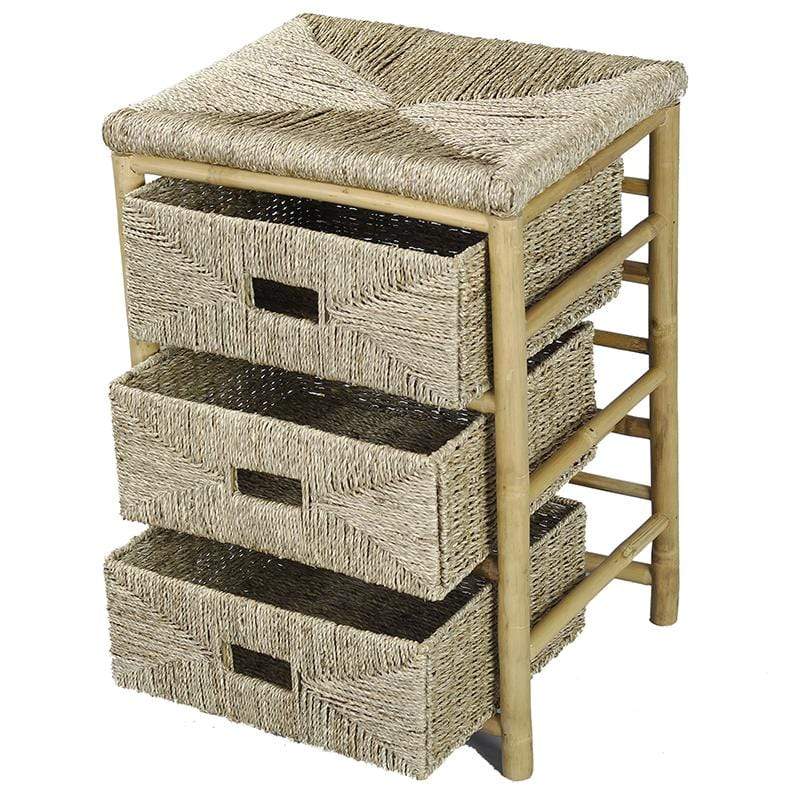 Cabinets Storage Cabinets - 18'.5" X 15'.25" X 26" Natural Bamboo Storage Cabinet with Baskets HomeRoots