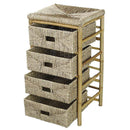 Cabinets Storage Cabinets - 18'.5" X 15'.25" X 32'.5" Natural Bamboo Storage Cabinet with Baskets HomeRoots