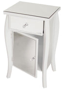 Cabinets Storage Cabinets - 18'.75" X 14'.5" X 30'.45" White MDF, Wood, Mirrored Glass Tall Accent Cabinet with a Mirrored Glass Drawer and Door HomeRoots