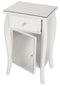 Cabinets Storage Cabinets - 18'.75" X 14'.5" X 30'.45" White MDF, Wood, Mirrored Glass Tall Accent Cabinet with a Mirrored Glass Drawer and Door HomeRoots