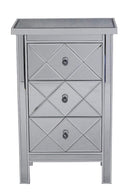 Cabinets Storage Cabinets - 20" X 13" X 31" Antique White MDF, Wood, Mirrored Glass Accent Cabinet with Beveled Mirrored Drawers HomeRoots