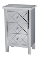 Cabinets Storage Cabinets - 20" X 13" X 31" Antique White MDF, Wood, Mirrored Glass Accent Cabinet with Beveled Mirrored Drawers HomeRoots