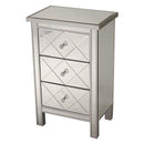 Cabinets Storage Cabinets - 20" X 13" X 31" Silver MDF, Wood, Mirrored Glass Accent Cabinet with Beveled Mirrored Drawers HomeRoots