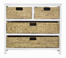 Cabinets Storage Cabinets - 29" X 13'.75" X 25'.5" White Wash W/ Natural Water Hyacinth Wood, MDF, Water Hyacinth Cabinet with Hyacinth Storage Baskets in Tiers HomeRoots