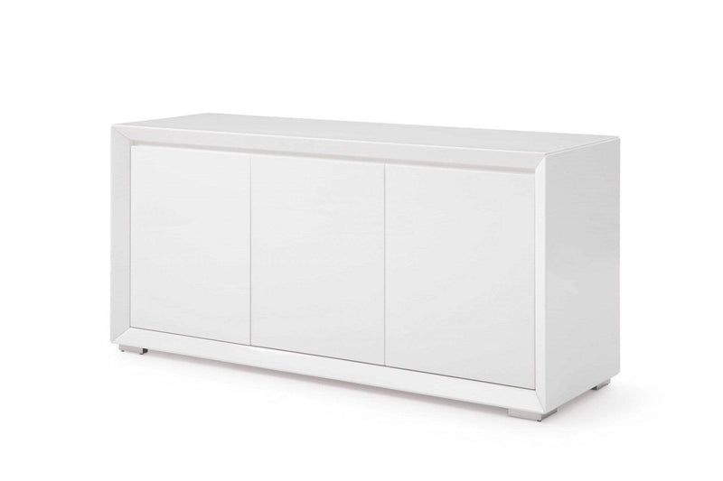 Cabinets White Buffet Cabinet - 61" X 20" X 30" White Stainless Steel Buffet HomeRoots
