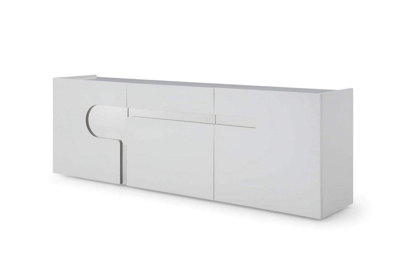 Cabinets White Buffet Cabinet - 89" X 18" X 30" White Stainless Steel Buffet HomeRoots