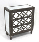 Cabinets Wooden Cabinet - 12" x 25.5" x 28" Gray, 3 Drawer, Antique, Mirrored, Wooden - Cabinet HomeRoots