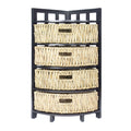 Cabinets Wooden Cabinet - 15'.5" X 15'.5" X 34'.25" Gray Wood, MDF, Water Hyacinth Storage Cabinet with Baskets HomeRoots