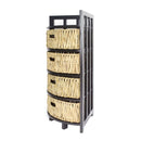 Cabinets Wooden Cabinet - 15'.5" X 15'.5" X 34'.25" Gray Wood, MDF, Water Hyacinth Storage Cabinet with Baskets HomeRoots