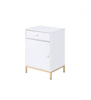 Cabinets Wooden Cabinet - 16" X 20" X 30" White High Gloss Gold Metal Wood Cabinet HomeRoots