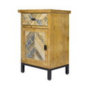 Cabinets Wooden Cabinet - 18'.9" X 15" X 28'.7" Elm with Gray Iron, Wood, MDF 2-Drawer Parquet Accent Cabinet HomeRoots