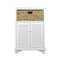 Cabinets Wooden Cabinet - 21'.75" X 13'.75" X 32" White Wood, MDF, Water Hyacinth Water Hyacinth Basket Door Accent Cabinet HomeRoots