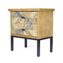 Cabinets Wooden Cabinet - 24" X 15" X 26" Elm with Gray Iron, Wood, MDF 2-Drawer Parquet Accent Cabinet HomeRoots