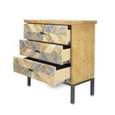 Cabinets Wooden Cabinet - 31'.5" X 15" X 31'.8" Elm with Gray Iron, Wood, MDF 3-Drawer Parquet Accent Cabinet HomeRoots