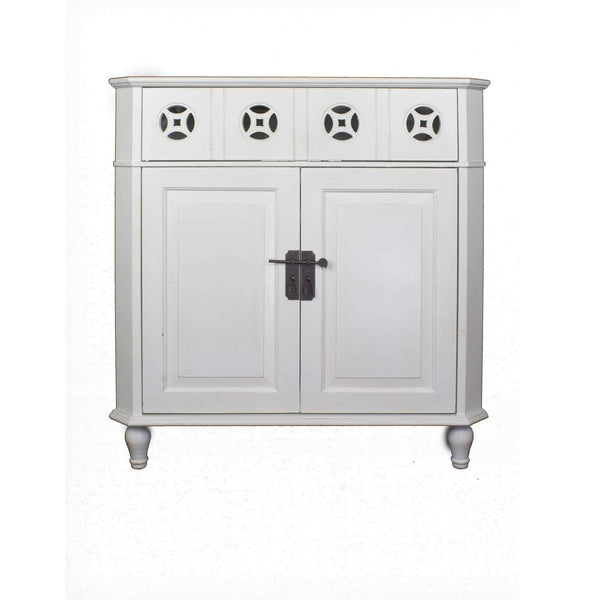 Cabinets Wooden Cabinet - 31" X 17" X 32" White MDF, Wood Drawer and Door Corner Cabinet HomeRoots