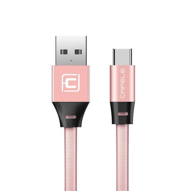 Cafele USB Type C for Xiaomi A1 Type C Cable for Huawei Mate 10 Pro Type C Fast Charge 5V 2.4A USB Type-c Cable-China-Rose Gold-30cm-JadeMoghul Inc.
