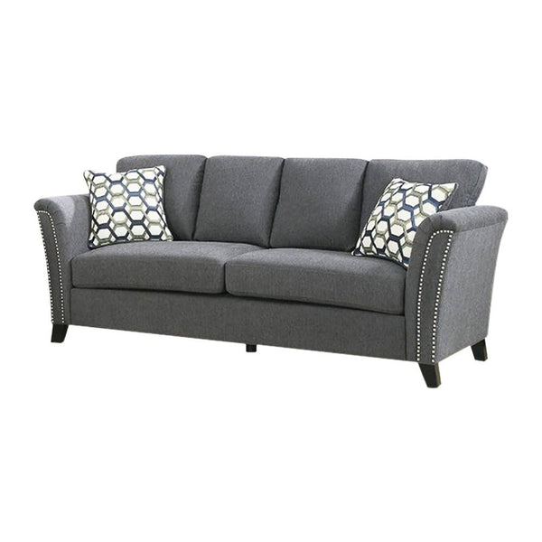 Campbell Contemporary Style Sofa With Nail Trim, Gray-Sofas-Gray-Polyester-JadeMoghul Inc.