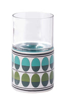 Candle Holders Glass Candle Holders - 4.1" x 4.1" x 7.3" Green & Teal, Ceramic & Glass, Small Candle Holder HomeRoots