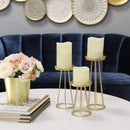 Candle Holders Gold Candle Holders - 3.5" X 3.5" X 9.8" Gold Metal Candlestick HomeRoots