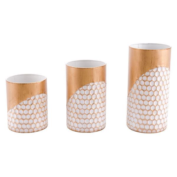 Candle Holders Gold Candle Holders - 5.7" X 5.7" X 11.6" 3 Pcs Candle Holders Gold HomeRoots