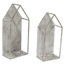 Candle Holders Tall Candle Holders - 7.1" X 3.94" X 15.75" Distressed White Metal House Candleholder HomeRoots
